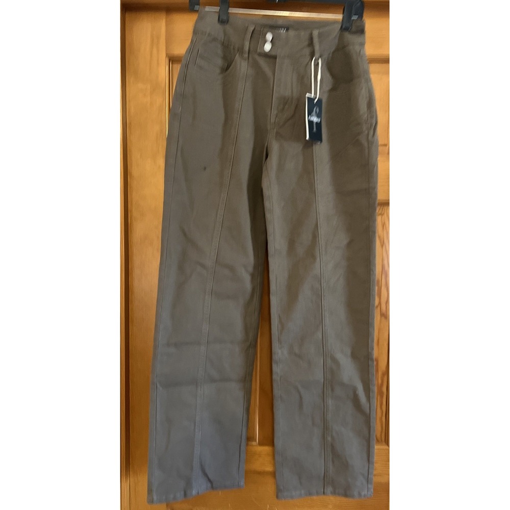 Flamingals Women's Brown Straight Leg Pants With Front Seam Details Sz Small